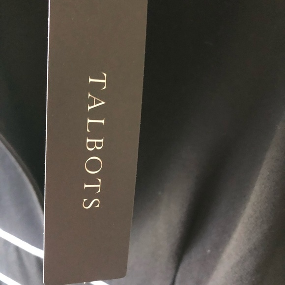 TALBOTS TIMELESS BLACK W/WHITE PIPING COCKTAIL DRESS 4 PETITE NEW WITH TAGS - Picture 3 of 9